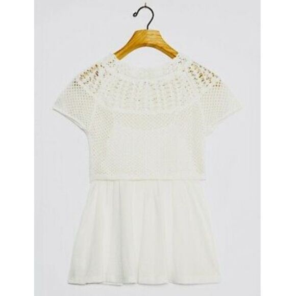 ANTHROPOLOGIE” WHITE MEADOW CROCHET BABYDOLL TOP - Picture 1 of 13